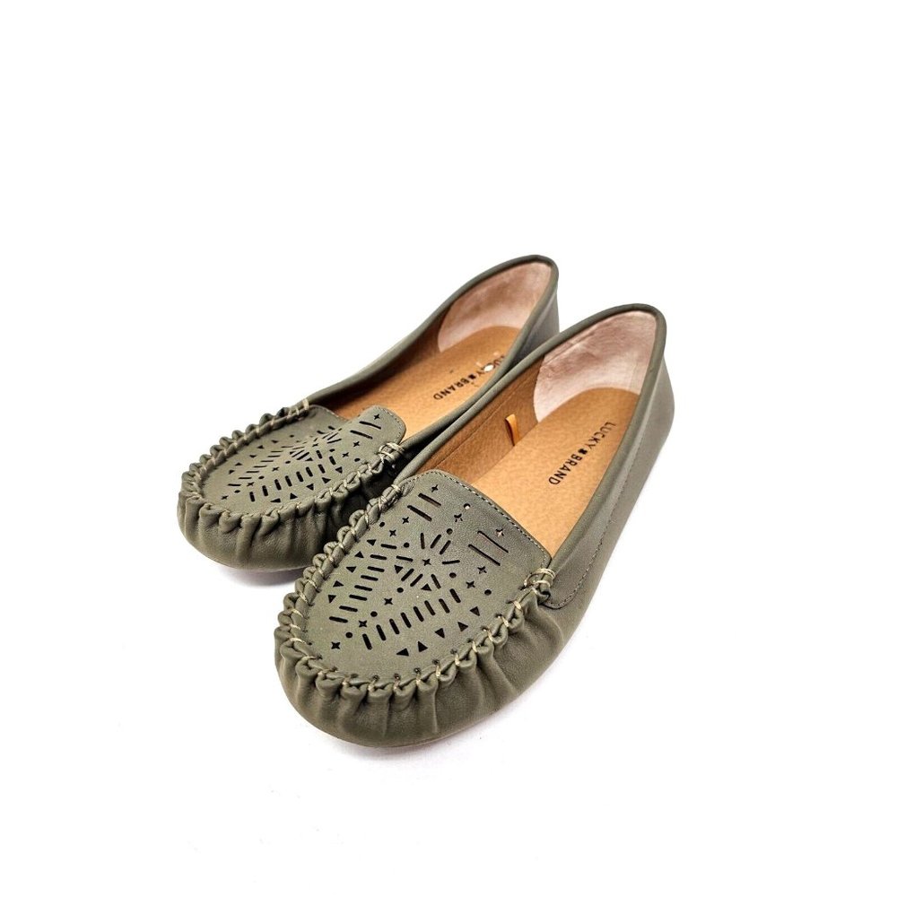 Lucky Brand LP-AJAIA Slip On Green Olive Loafers Women’s Size 7M/37.5 Excellent